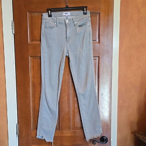 PAIGE Light Gret Straight Leg Jeans with Raw Hem! NWOT! - Picture 1 of 7
